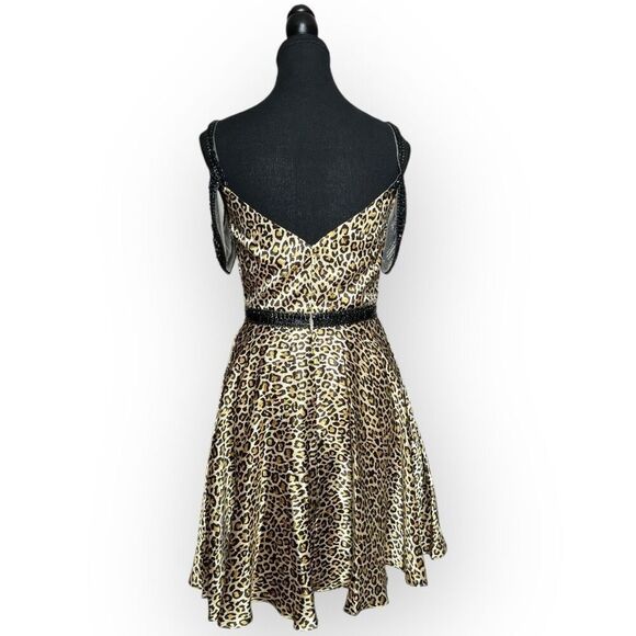 NWT Sample Womens Leopard Print Mini Dress Brown Black Size 4 - Picture 8 of 12